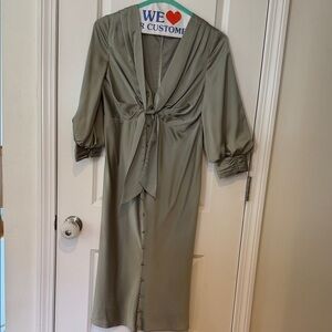 Asos maternity Sage Green Satin Tie-Front Midi Dress